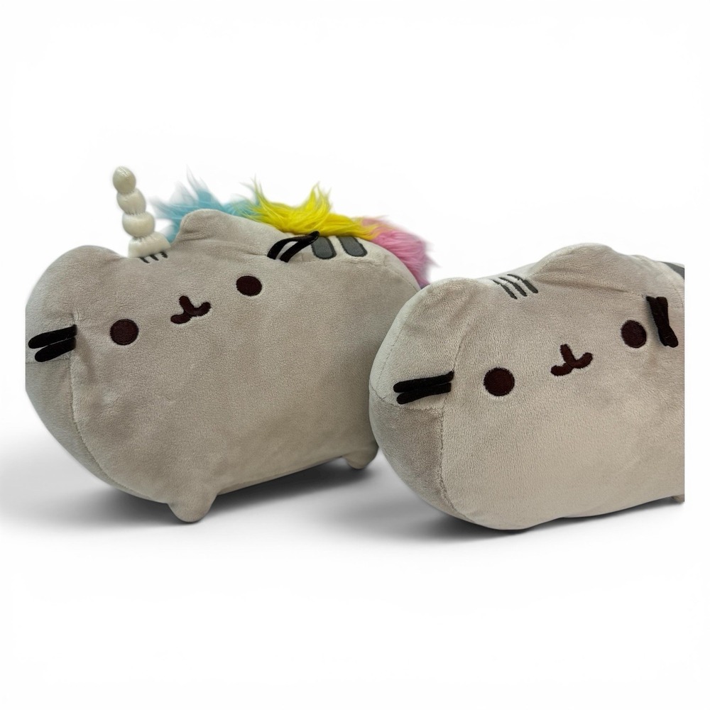 Lot 2 Pusheen Plush Gray Cat Pusheenicorn Rainbow Unicorn Stuffed Animals 10in!!